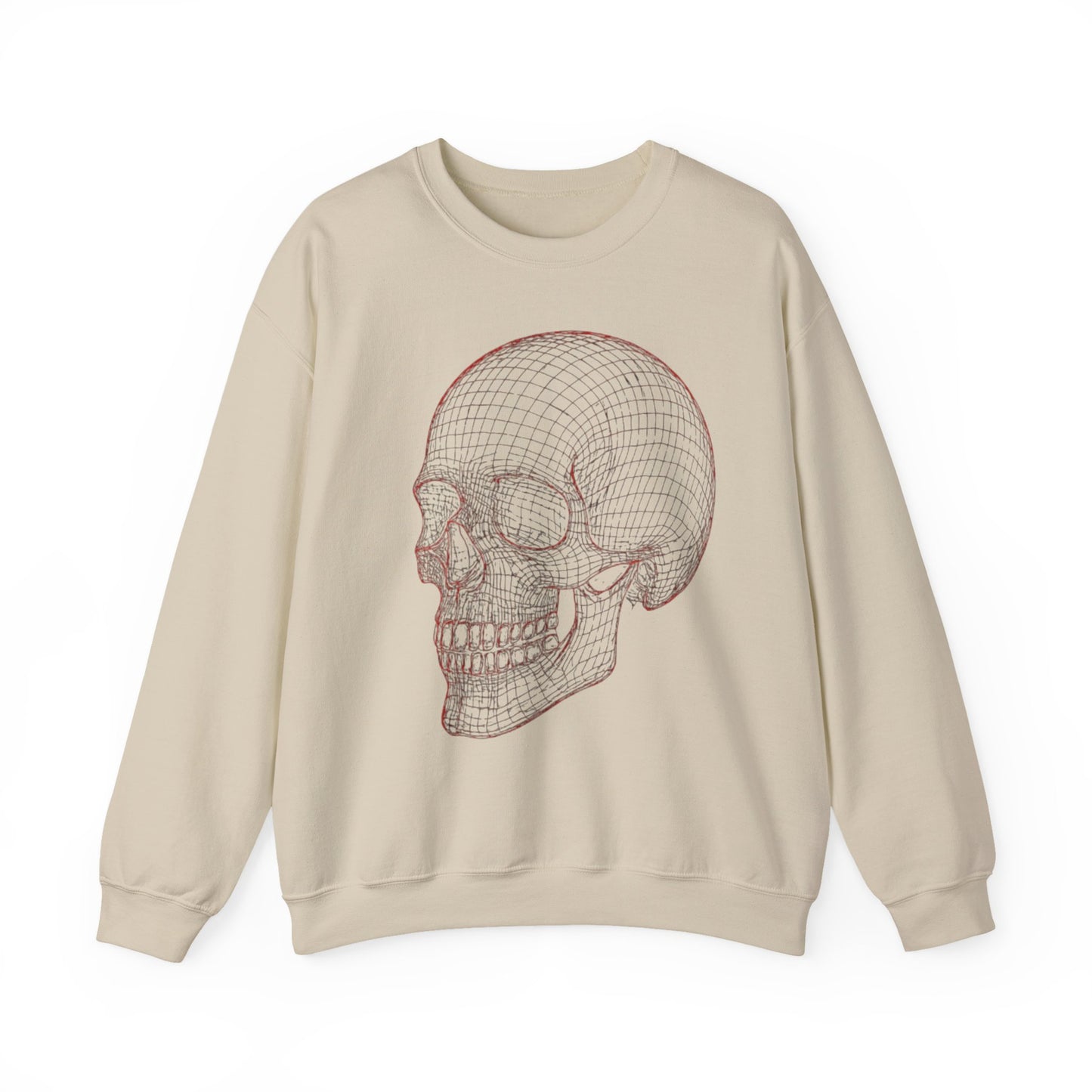 Skull Design Crewneck Sweatshirt, Cozy Unisex Sweatshirt, Vintage Style Apparel, Perfect for Halloween, Art Lover Gift