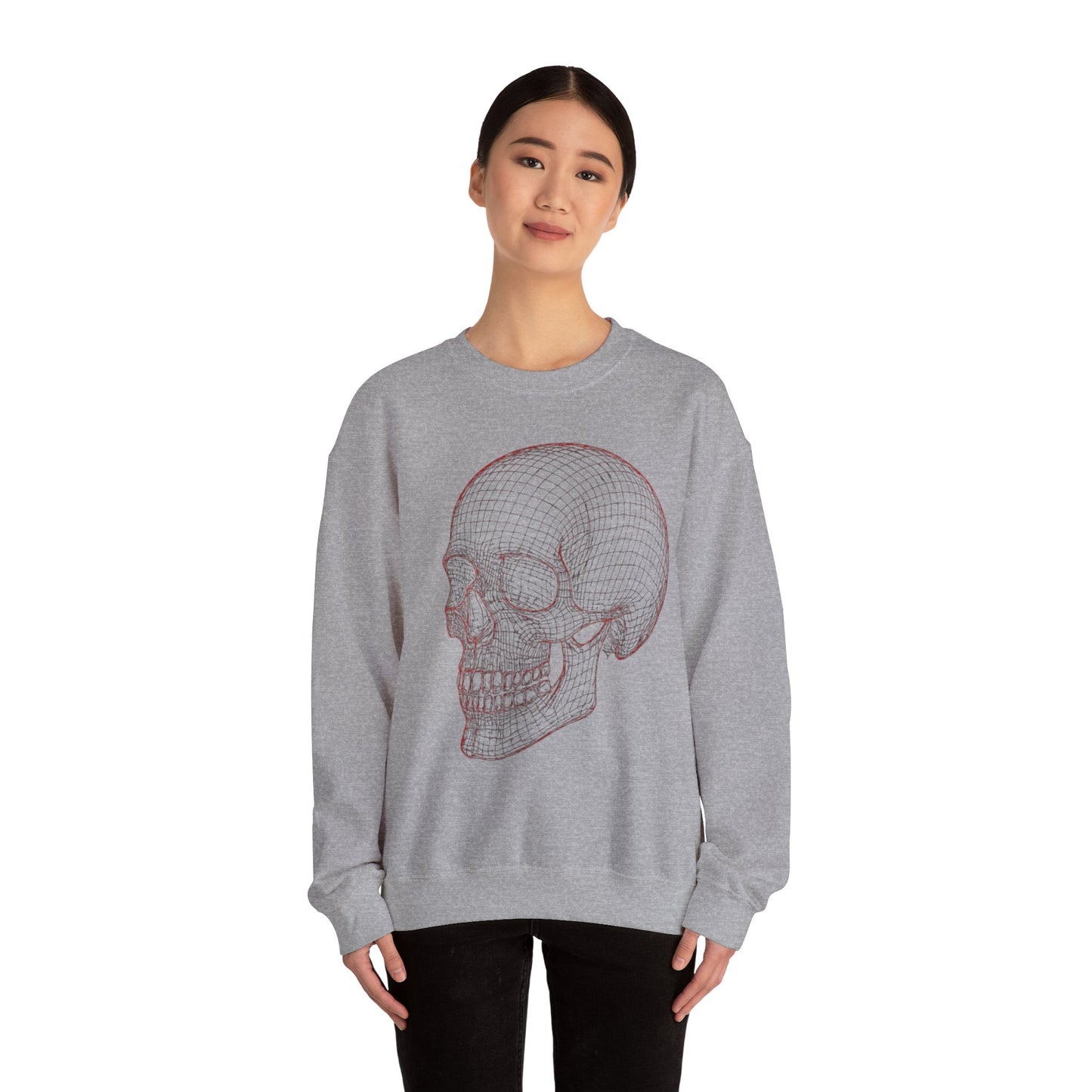 Skull Design Crewneck Sweatshirt, Cozy Unisex Sweatshirt, Vintage Style Apparel, Perfect for Halloween, Art Lover Gift
