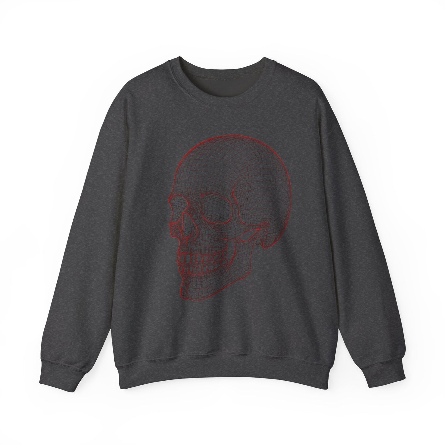 Skull Design Crewneck Sweatshirt, Cozy Unisex Sweatshirt, Vintage Style Apparel, Perfect for Halloween, Art Lover Gift