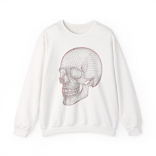 Skull Design Crewneck Sweatshirt, Cozy Unisex Sweatshirt, Vintage Style Apparel, Perfect for Halloween, Art Lover Gift