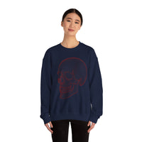 Skull Design Crewneck Sweatshirt, Cozy Unisex Sweatshirt, Vintage Style Apparel, Perfect for Halloween, Art Lover Gift