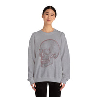 Skull Design Crewneck Sweatshirt, Cozy Unisex Sweatshirt, Vintage Style Apparel, Perfect for Halloween, Art Lover Gift