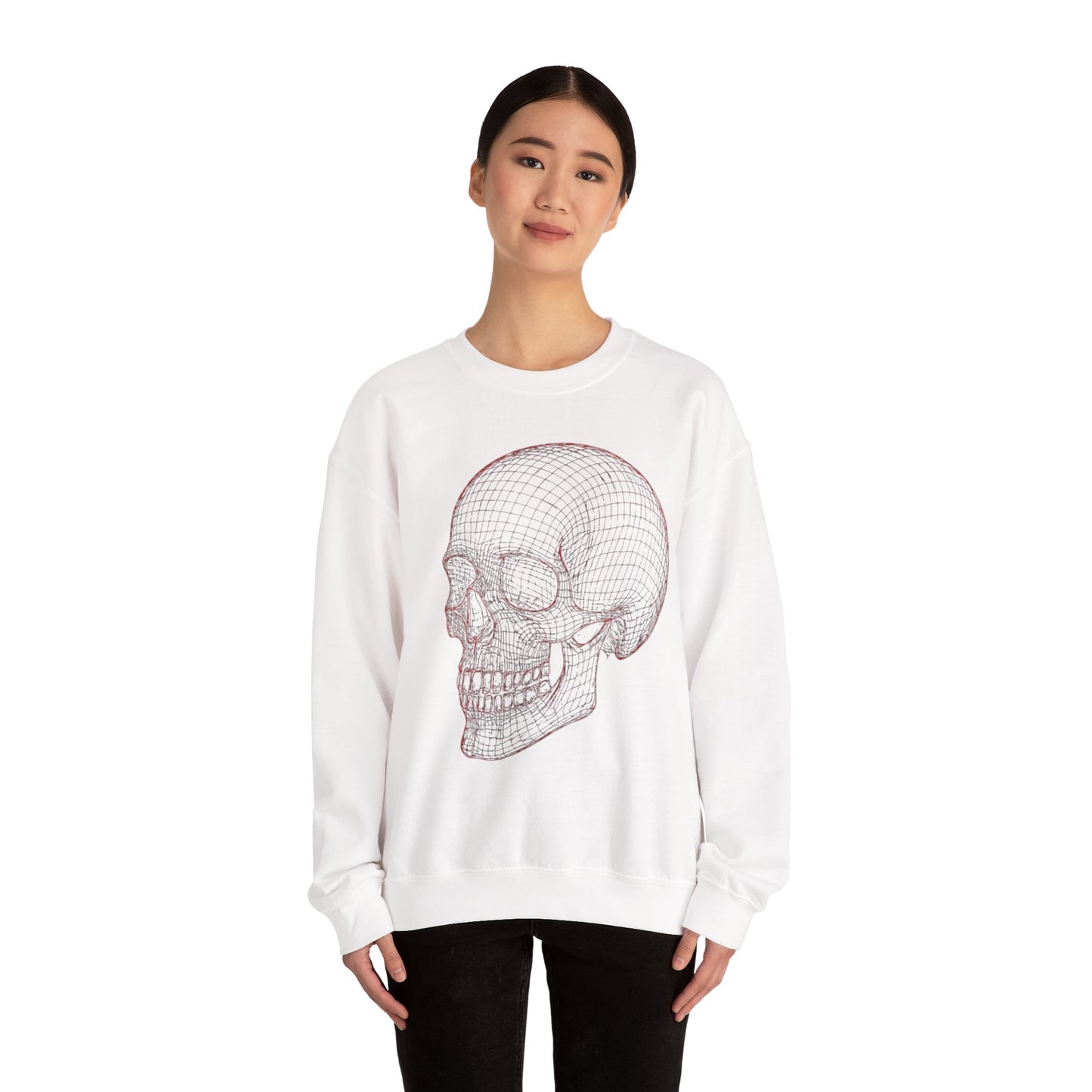 Skull Design Crewneck Sweatshirt, Cozy Unisex Sweatshirt, Vintage Style Apparel, Perfect for Halloween, Art Lover Gift