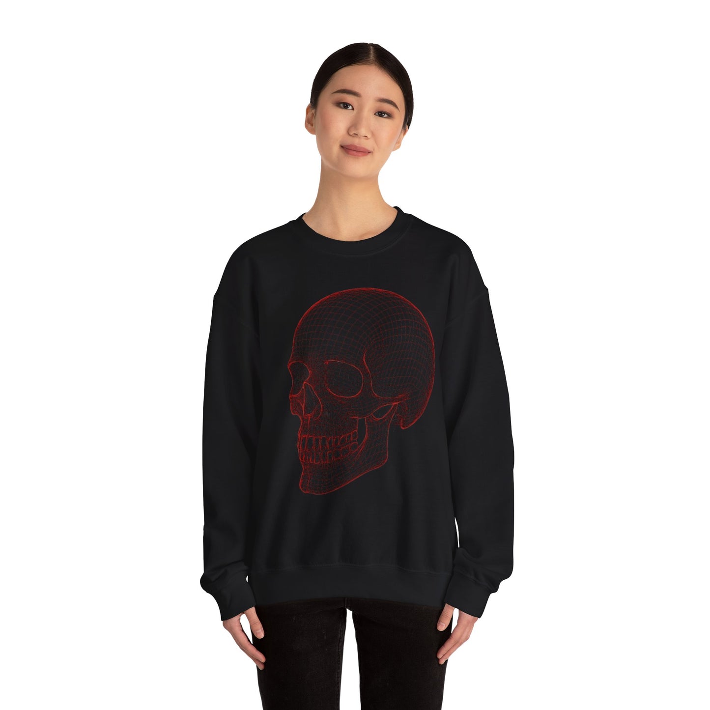 Skull Design Crewneck Sweatshirt, Cozy Unisex Sweatshirt, Vintage Style Apparel, Perfect for Halloween, Art Lover Gift