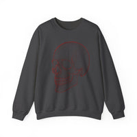 Skull Design Crewneck Sweatshirt, Cozy Unisex Sweatshirt, Vintage Style Apparel, Perfect for Halloween, Art Lover Gift