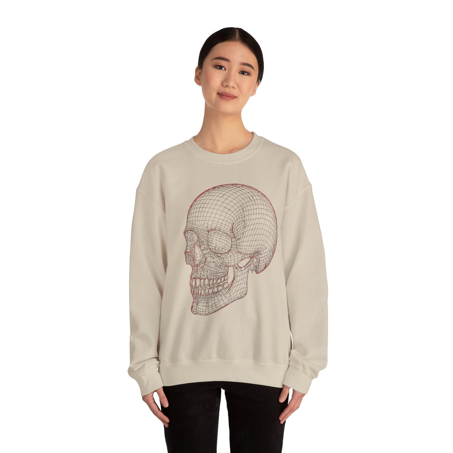 Skull Design Crewneck Sweatshirt, Cozy Unisex Sweatshirt, Vintage Style Apparel, Perfect for Halloween, Art Lover Gift