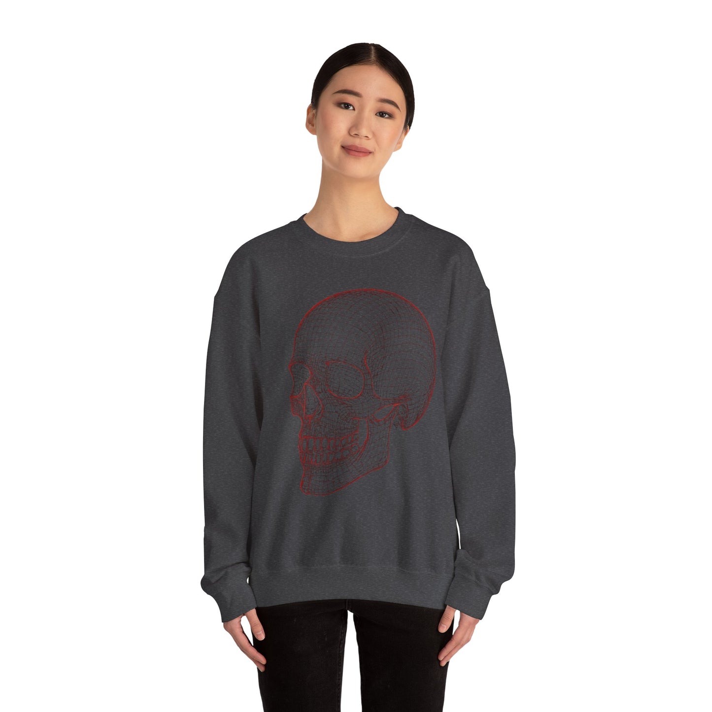 Skull Design Crewneck Sweatshirt, Cozy Unisex Sweatshirt, Vintage Style Apparel, Perfect for Halloween, Art Lover Gift